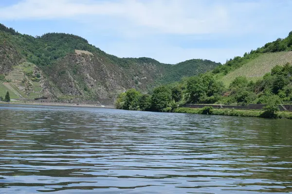 Dağ nehrinin arka planında güzel nehir manzarası.