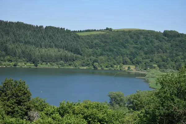 Almanya 'da Meerfelder Maar Gölü' nün güzel bir görüntüsü.