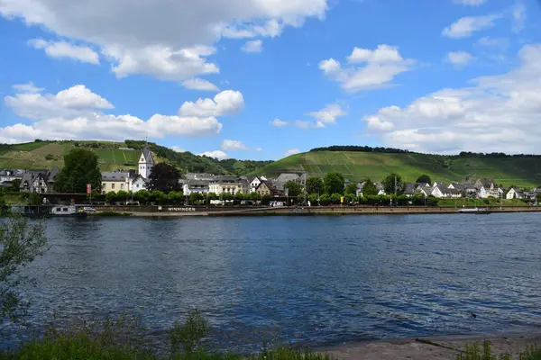 Winningen köyü ve üzüm bağı olan Mosel Vadisi