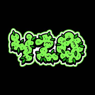 Yüksek ot tomurcuğu metin sloganı baskısı tasarımı. Vektör karikatür karakter çizim logosu tasarımı. Poster ve tişört konsepti için yüksek kelime alıntı slogan baskı tasarımı