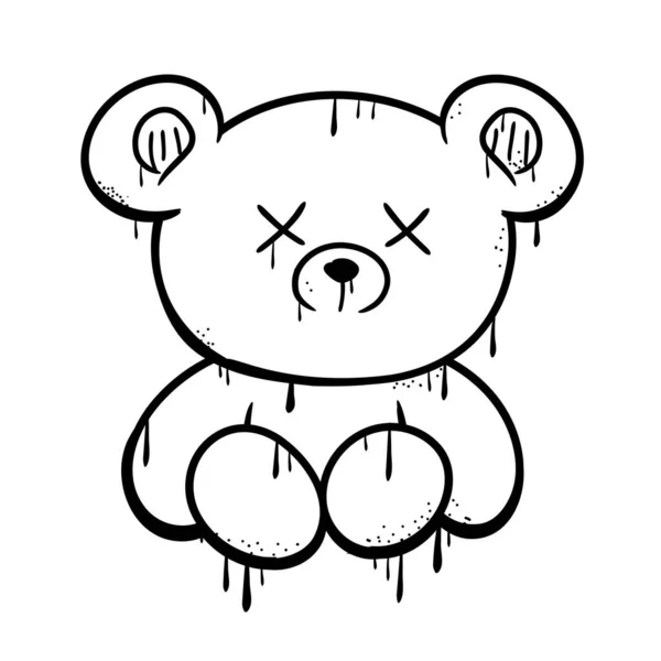 Dead Bear Toy Print Shirt Vector Cartoon Graffiti Style Logo Gráficos Vectoriales