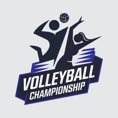 Voleybol erkeği kadın logo ikonu tasarımı