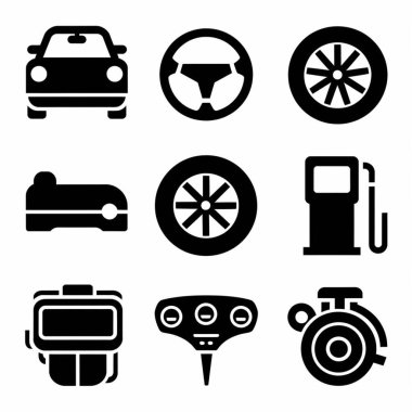 Araba siluet ekipman sanat vektörü 