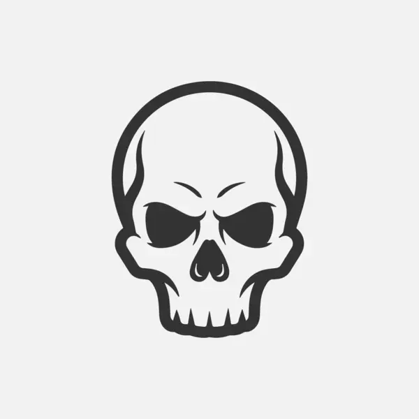 Basit siyah beyaz kafatası simgesi tasarımı