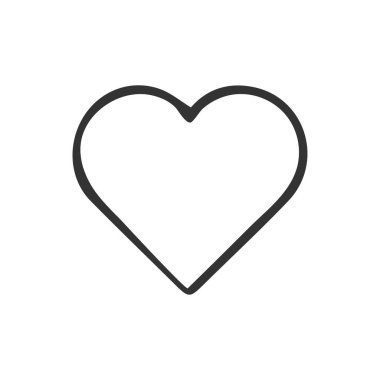 Taslak ikonlu bir kalp. Doğrusal tasarım. Vektör çizimi. beyaz arkaplanda izole.