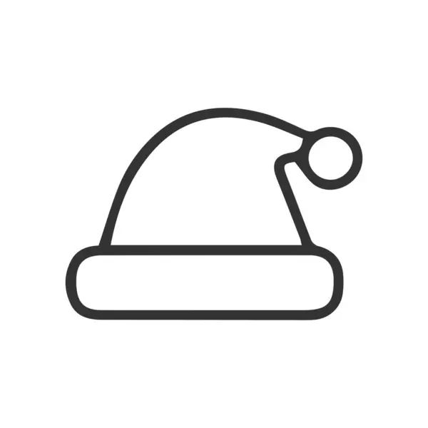 Noel şapkası ikonu. Vektör. Beyaz arkaplanda izole edilmiş sınır sembolü.