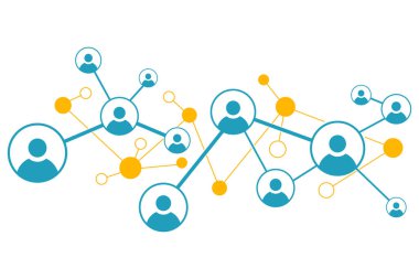 İş ekibinin bağlantısı, internet ağı, noktayla bağlantılı web, iletişim için sosyal medya işareti