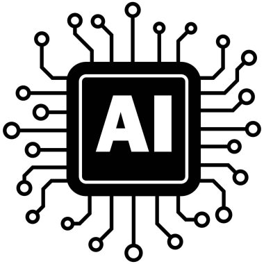 Yapay Zeka sembolü, noktalarla bağlantı kurma, insan beyni, zeka ve bilgelik işareti