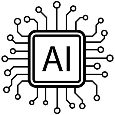Yapay Zeka sembolü, noktalarla bağlantı kurma, insan beyni, zeka ve bilgelik işareti
