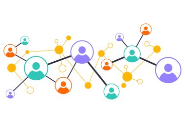 İş ekibinin bağlantısı, internet ağı, noktayla bağlantılı web, iletişim için sosyal medya işareti