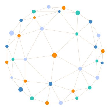 İş ekibinin bağlantısı, internet ağı, noktayla bağlantılı web, iletişim için sosyal medya işareti