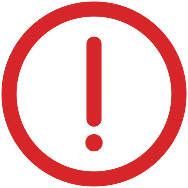 Знак предупреждения с восклицательным знаком на белом фоне. Значок опасности, предупреждающий об опасности для людей