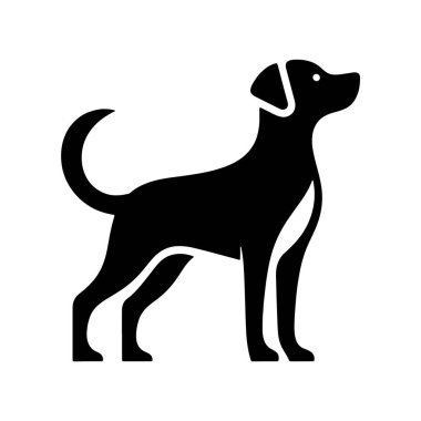 Köpek kafası ikonu. Düz stil. Çizgi film köpeği suratı. Vektör illüstrasyon silueti basit.