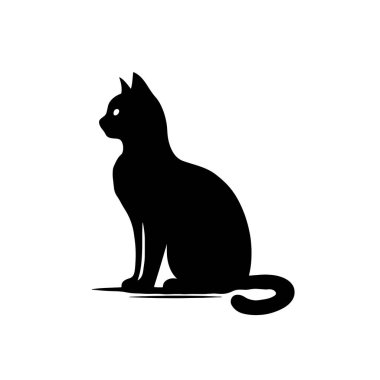 Kedi ve kedi hade baş simge siluet vektör çizim biçimi beyaz arkaplan üzerinde