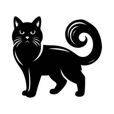 Kedi ve kedi hade baş simge siluet vektör çizim biçimi beyaz arkaplan üzerinde