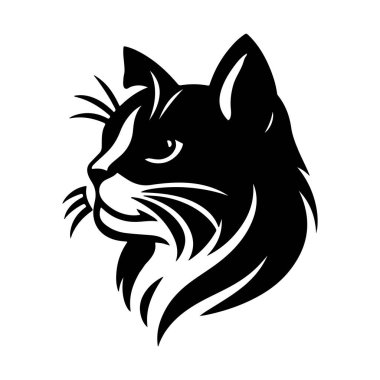 Kedi ve kedi hade baş simge siluet vektör çizim biçimi beyaz arkaplan üzerinde