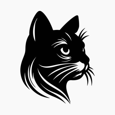 Kedi ve kedi hade baş simge siluet vektör çizim biçimi beyaz arkaplan üzerinde