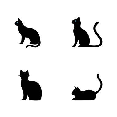 Kedi ve kedi hade baş simge siluet vektör çizim biçimi beyaz arkaplan üzerinde