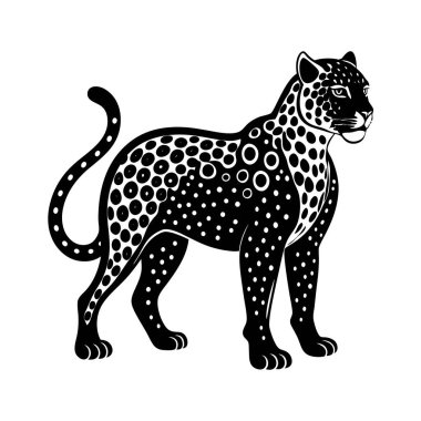 Siyah leopar, panter başı - vektör dairesel olarak silueti kesti
