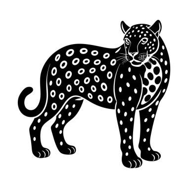 Siyah leopar, panter başı - vektör dairesel olarak silueti kesti