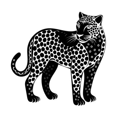 Siyah leopar, panter başı - vektör dairesel olarak silueti kesti