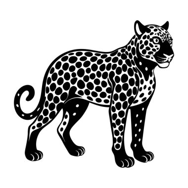 Siyah leopar, panter başı - vektör dairesel olarak silueti kesti