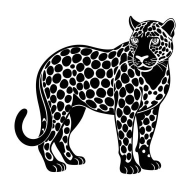 Siyah leopar, panter başı - vektör dairesel olarak silueti kesti
