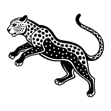 Siyah leopar, panter başı - vektör dairesel olarak silueti kesti