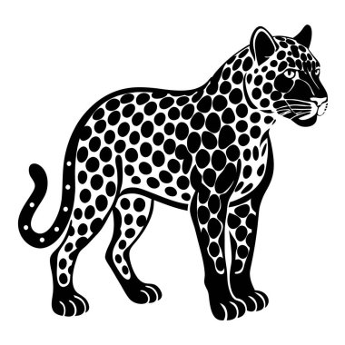 Siyah leopar, panter başı - vektör dairesel olarak silueti kesti