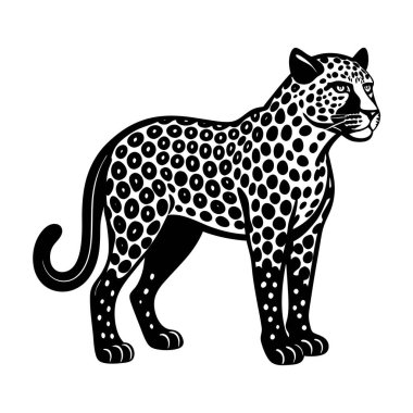 Siyah leopar, panter başı - vektör dairesel olarak silueti kesti