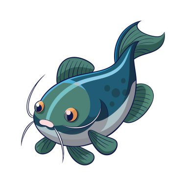 Beyaz Arkaplan ile Kedi Balığı Silueti Vektör Grafiği