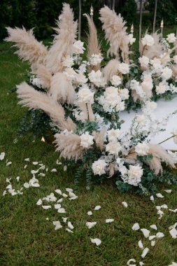 Canlı ve yemyeşil bir tarla narin beyaz çiçeklerle süslenir sallanan otların yanında, güzel bir manzara yaratır.