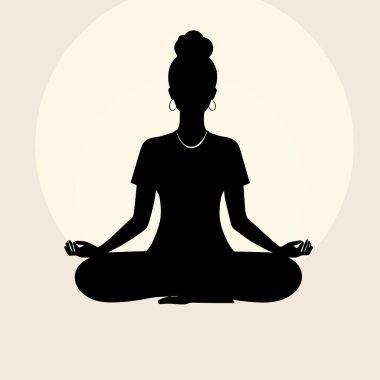 Nilüfer pozisyonunda meditasyon yapan bir insanın basit silüeti. Elleri dizlerinin üzerinde dinleniyor. Asgari çizgiler.