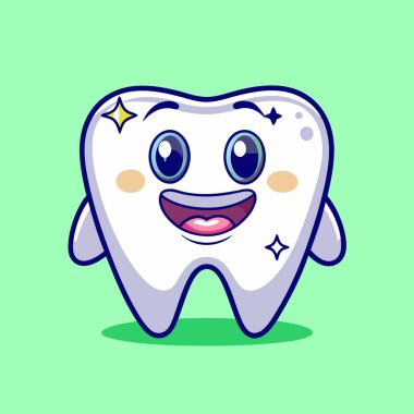 Tatlı çizgi film tarzında bir diş karakteri.