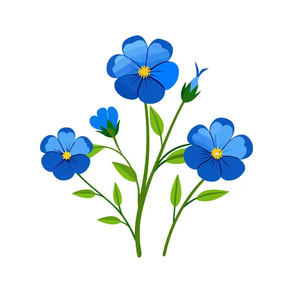 Çiçek çiçeği Vektör Mavi Flax beyaz arkaplan