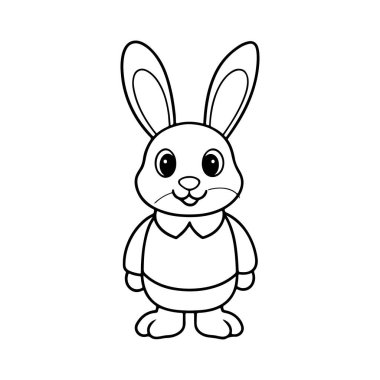 Vector illustration of cartoon cute rabbit - Coloring book for kids