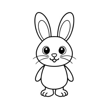 Vector illustration of cartoon cute rabbit - Coloring book for kids