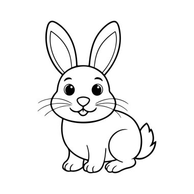 Vector illustration of cartoon cute rabbit - Coloring book for kids