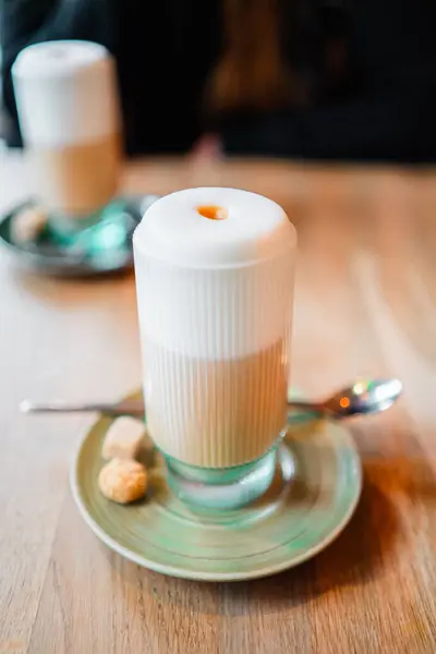 stock image Latte Macchiato Coffee with Soft Milk Latte Foam