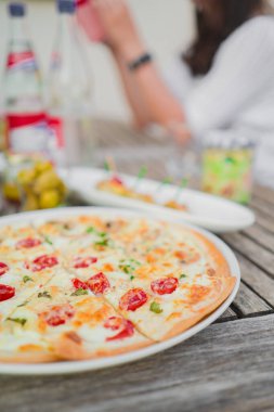 Vejetaryen Dilimleri Taze Fransız Tarte Flambe