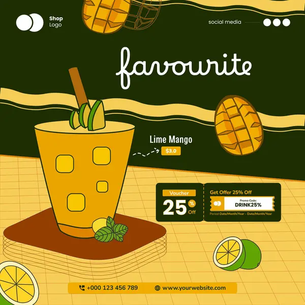 Restoran ve ecommerce promosyonu için menü sosyal medya şablonu iç