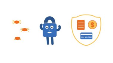 Kişisel Veri Koruyucu ve Genel Veri Koruma Düzenleme Animasyonu: Virüs saldırısı Belgesi, Kredi Kartı ve Para Paketinin Görselleştirilmesi