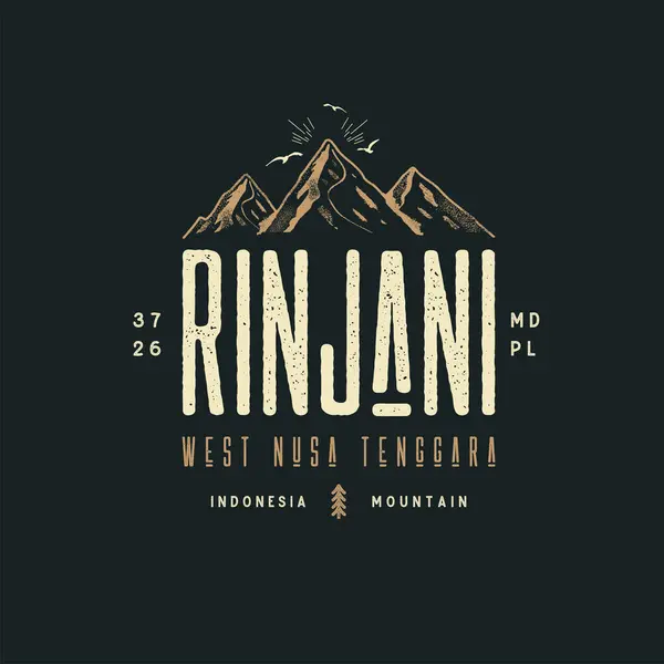 Tişört Tasarımı Macera Çizimi - Rinjani Endonezya Dağ Teması