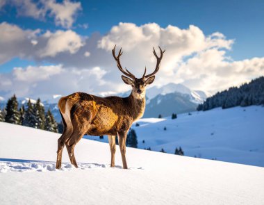 Kış Harikalar Diyarında Görkemli Geyik