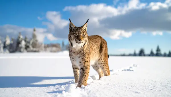 Karlı Kış Manzarasında Luchs