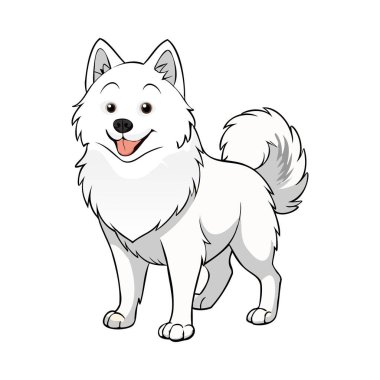 Amerikan Eskimo köpek vektör çizimi çizgi film tarzında beyaz arkaplanda izole edildi.