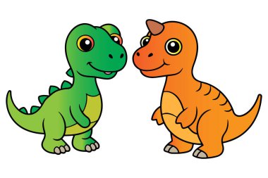 Şirin dinozor kümesi vektör çizimi 