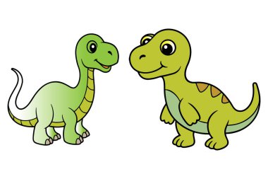 Şirin dinozor kümesi vektör çizimi 