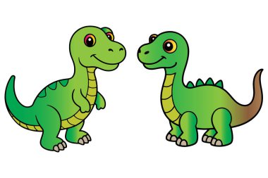 Şirin dinozor kümesi vektör çizimi 