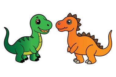 Şirin dinozor kümesi vektör çizimi 